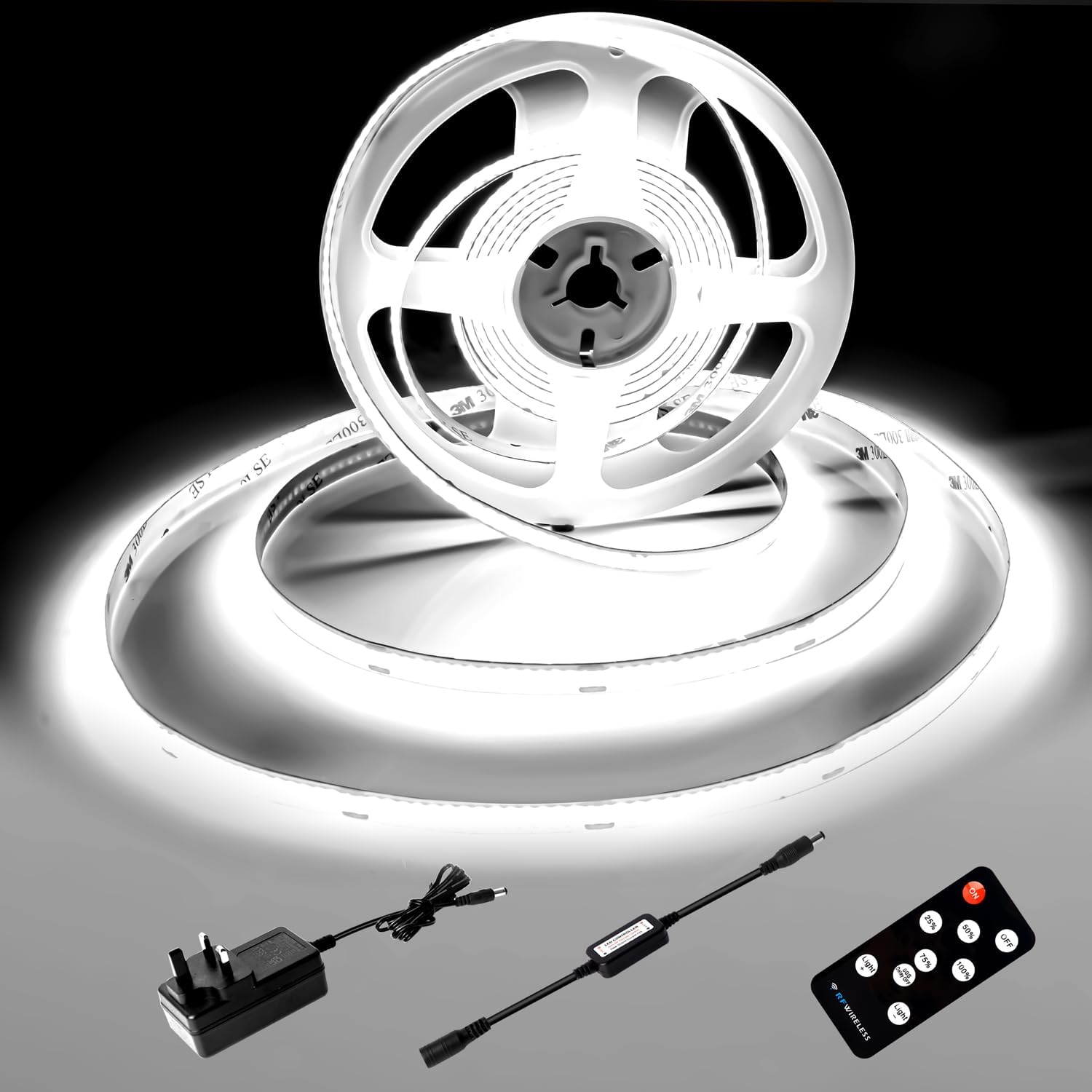 luktix COB LED Strip 5M,6000K Cool White LED Strips, 24V Dimmable LED Strip Ligh...