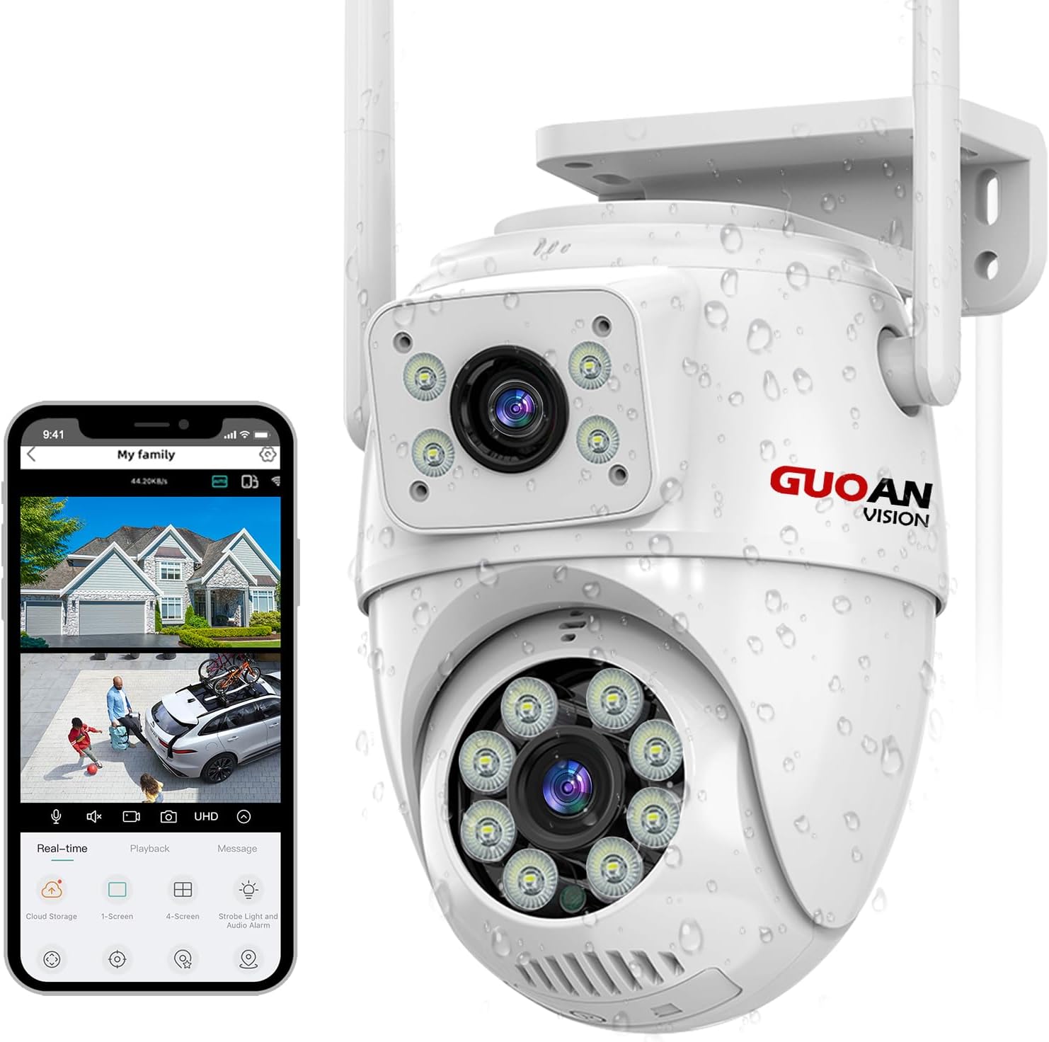 Security Camera Outdoor,【6MP Dual Lens Linkage】WiFi CCTV Camera, 2.4G WiFi PTZ...