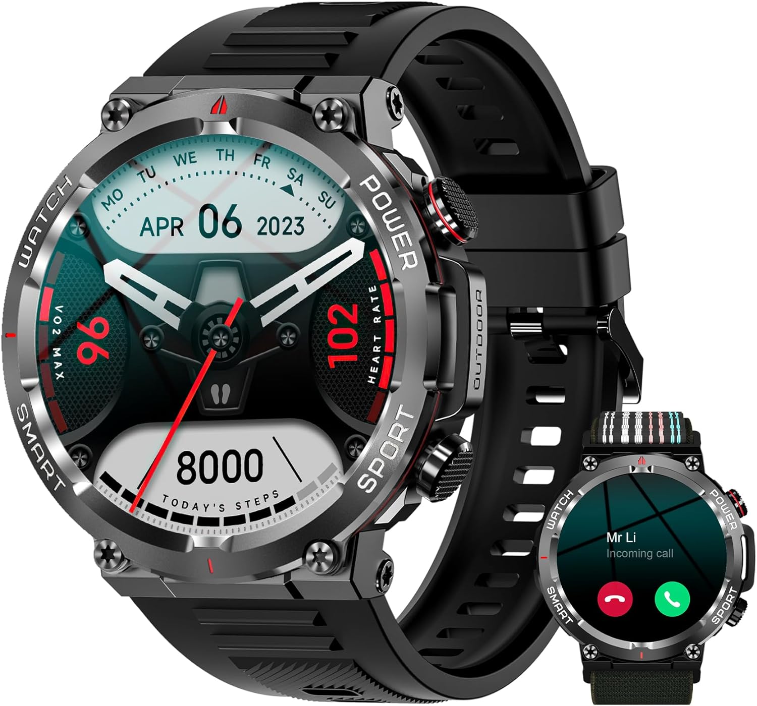 IOWODO Men's Smart Watch, Fitness Watch Bluetooth Calling (Answer/Make Calls), M...