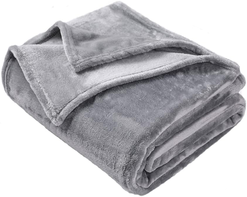 GonZalo GraCia. Fleece Blanket Throws for Sofas 400 GSM Light Grey Blankets Reve...