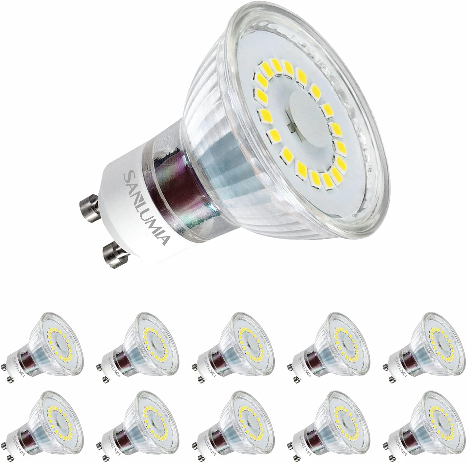 sanlumia 10 X 5W GU10 LED Super Bright CRI90 Spotlight Bulb 450lm 120 Degree Bea...