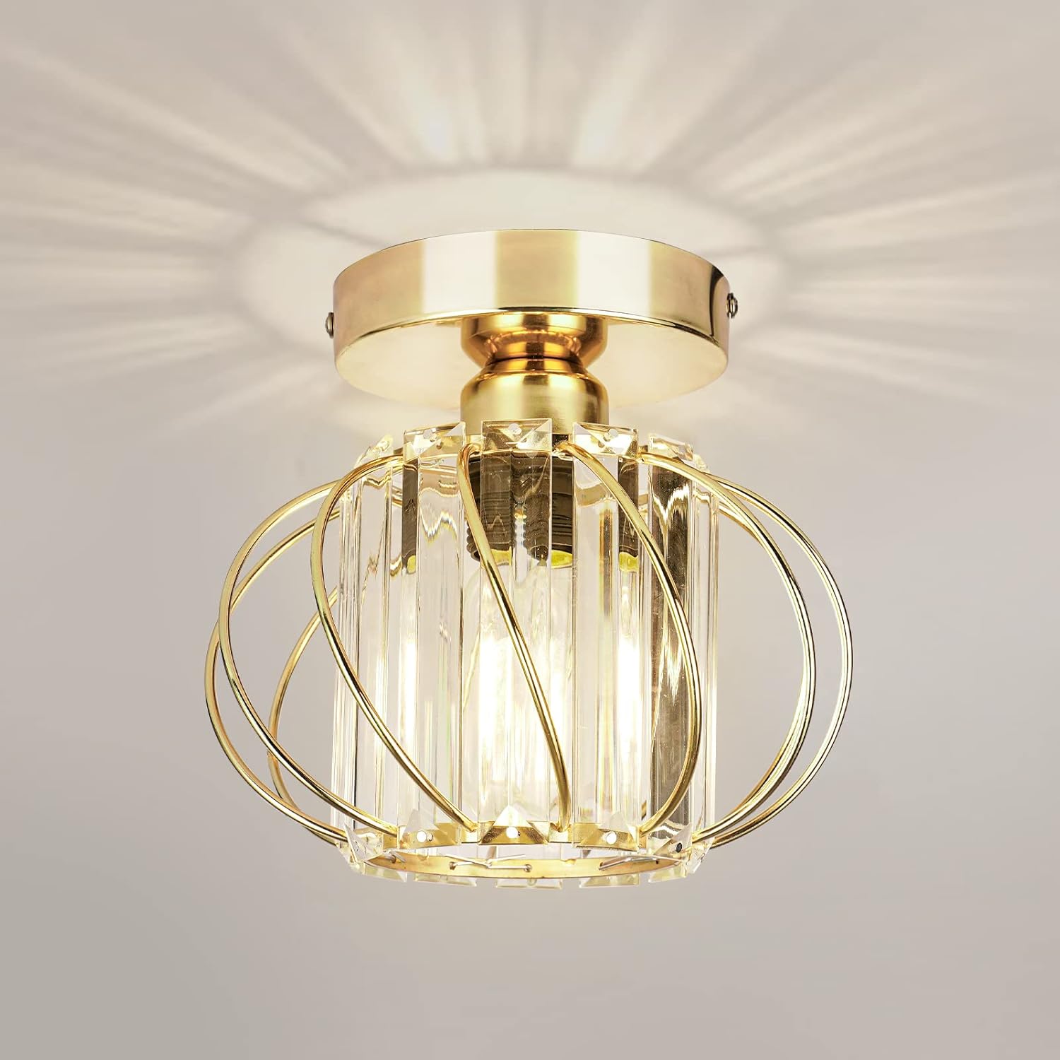 Modern Crystal Ceiling Light Fixture, Unique FRIDEKO HOME Industrial Mini Semi F...