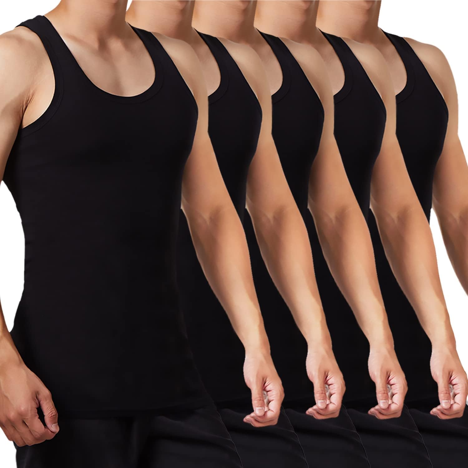 FALARY Mens Vest Tops, Special Pack of 5 Tank Tops, High-Quality Fitted 100% Cot...