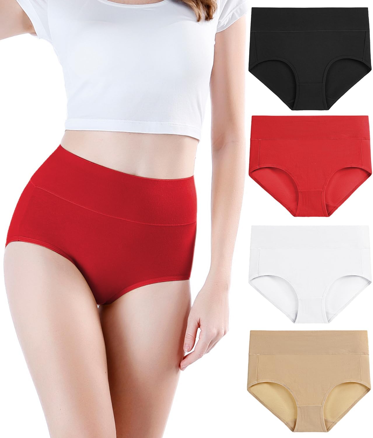 wirarpa Ladies Knickers Cotton Full Briefs High Waisted Underwear Panties for Wo...