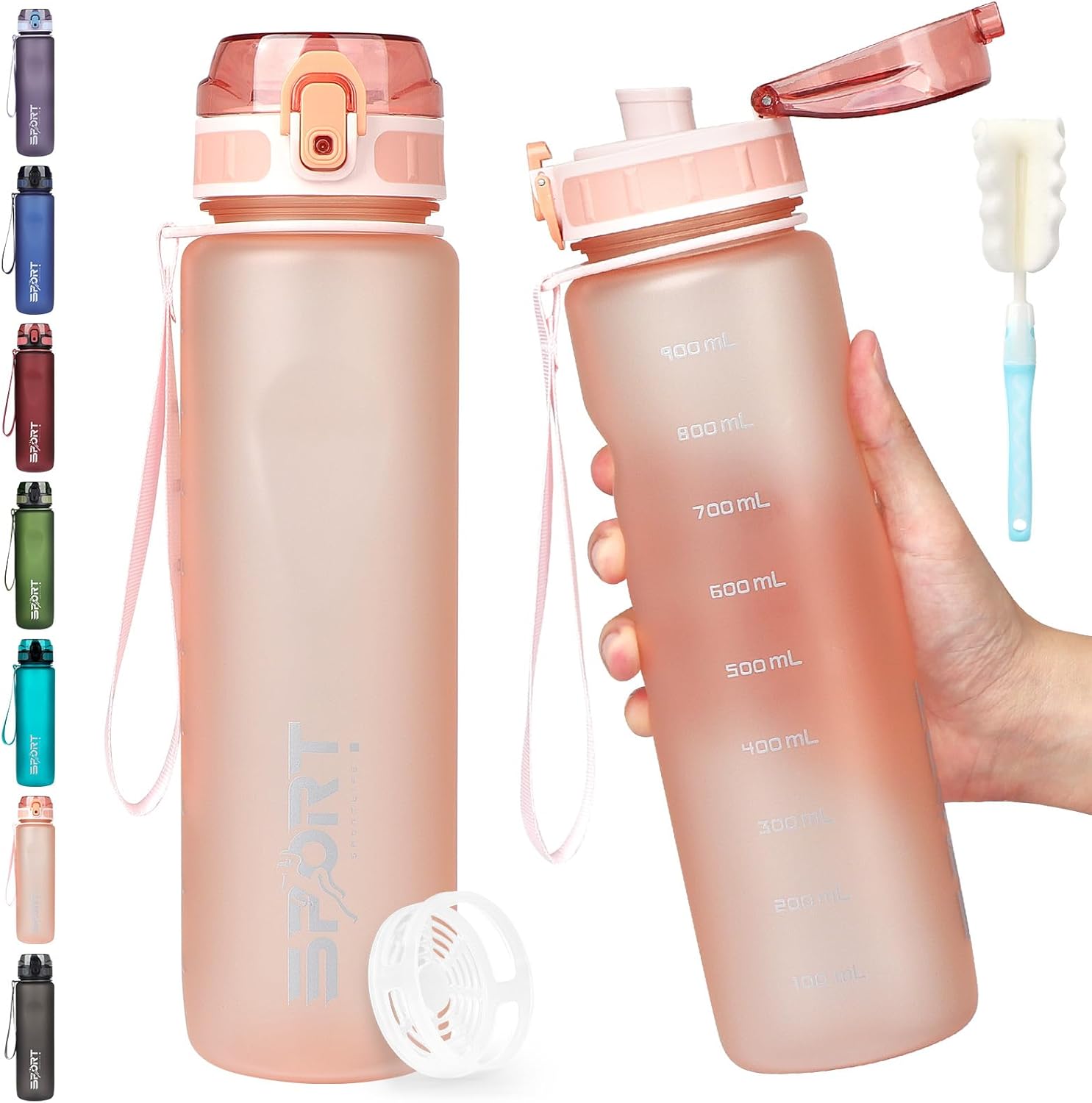 HASAGEI Water Bottle 1L Sports Water Bottle Leak-proof Drinking Bottle Dishwashe...