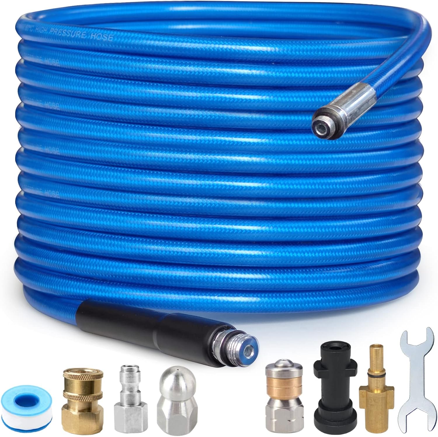 30M High Pressure Washer Drain 3000 PSI/180bar Hose Cleaning Kit Sewer Jetter Ki...