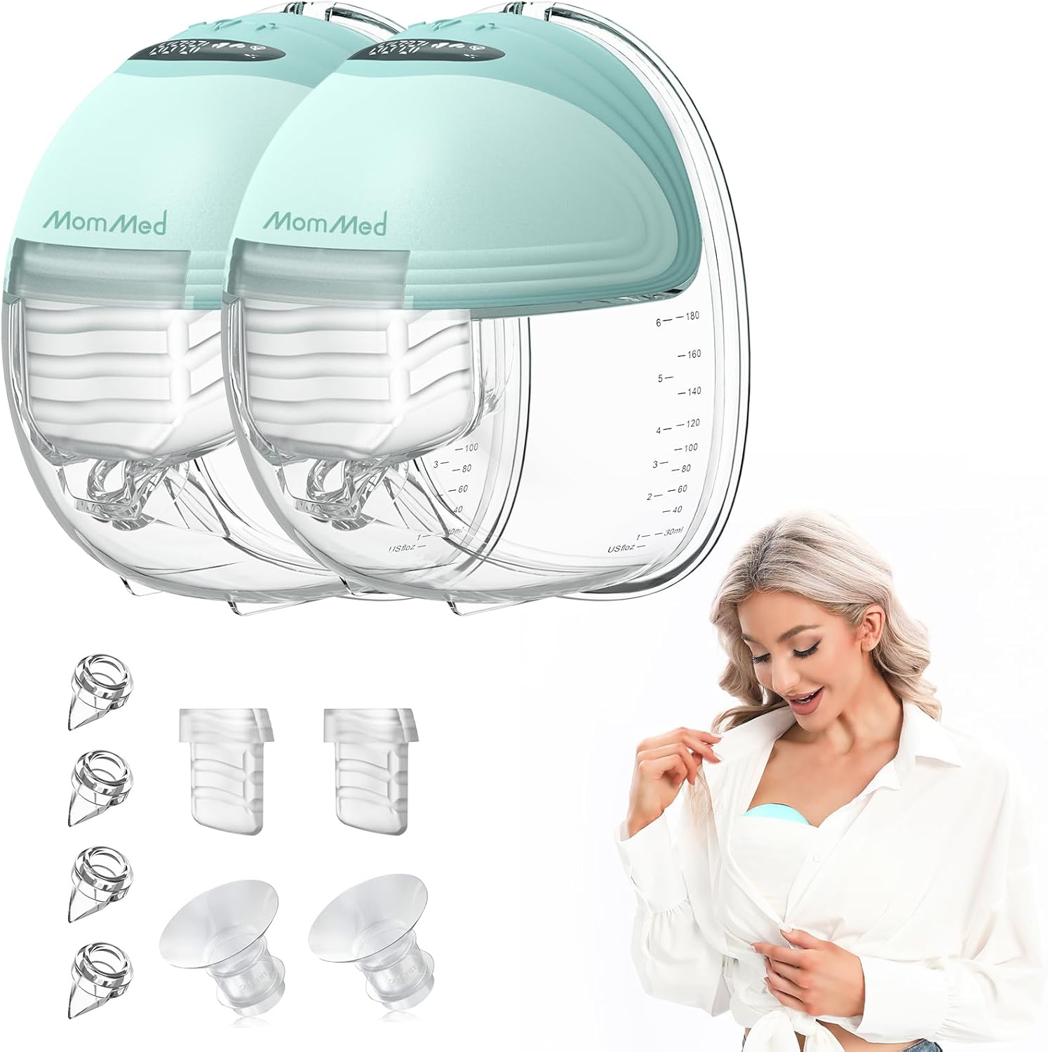 MOMMED Wearable Breast Pumps, Special Breast Pumps Hands Free with 3 Modes, Inno...