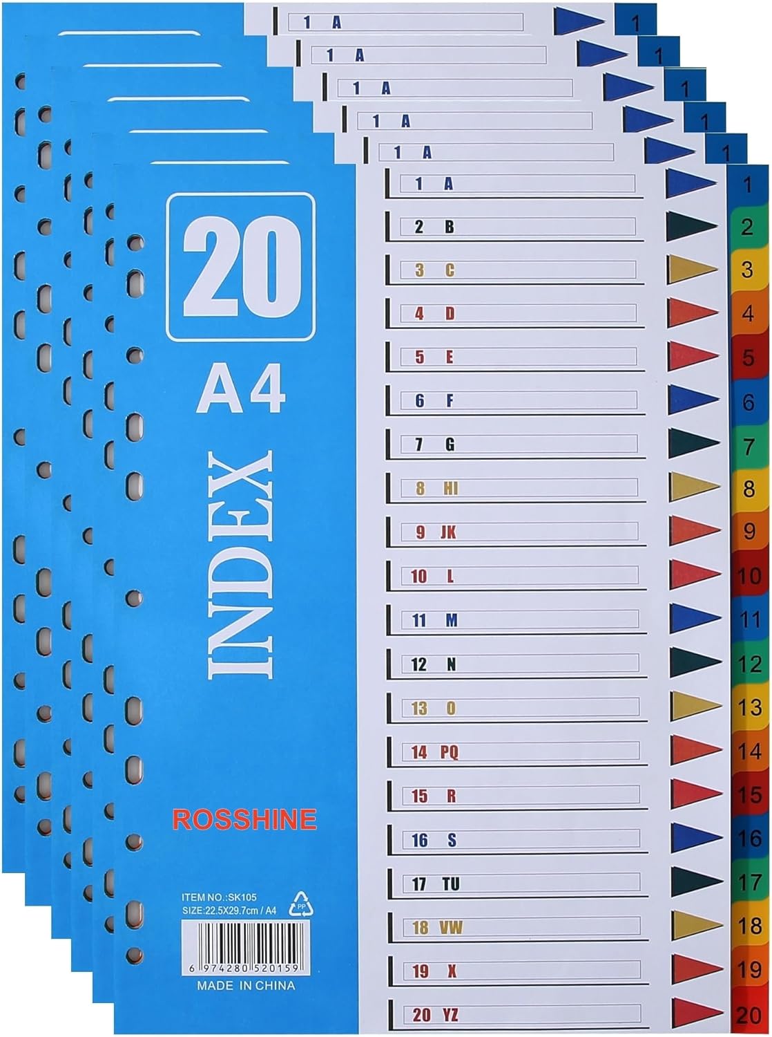 1-20 Part File Dividers A4,【6Pack】Plastic A4 Folder Dividers for Ring Binders...