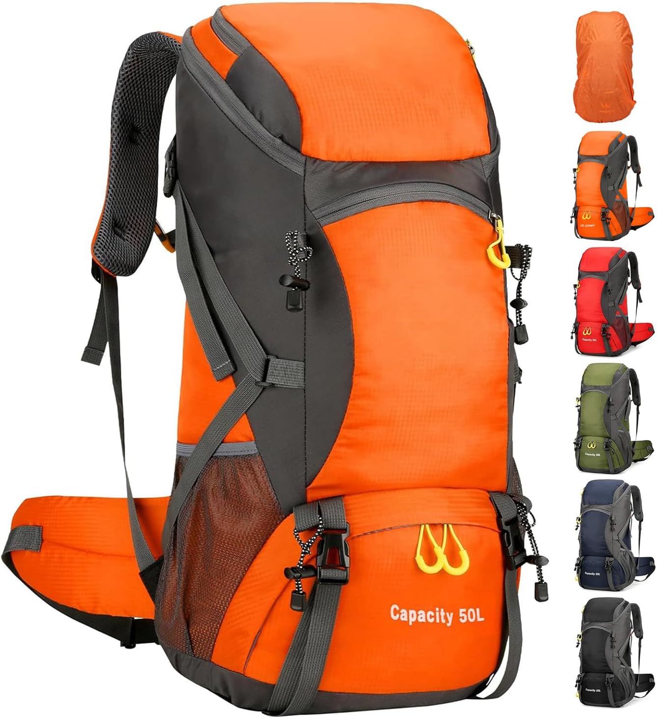 jianyana Hiking Backpack Waterproof 50L Foldable Rucksack Durable Lightweight Ca...