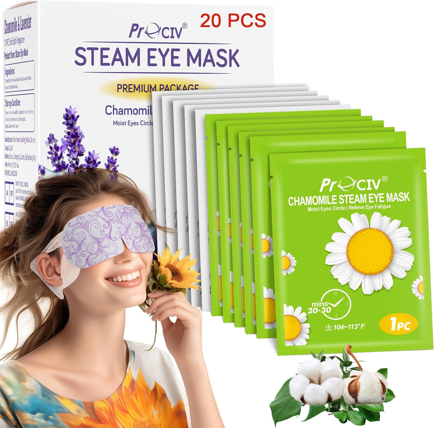 ProCIV 20 Packs Steam Eye Mask Warming Eye Mask Self Heating Eye Mask Space mask...