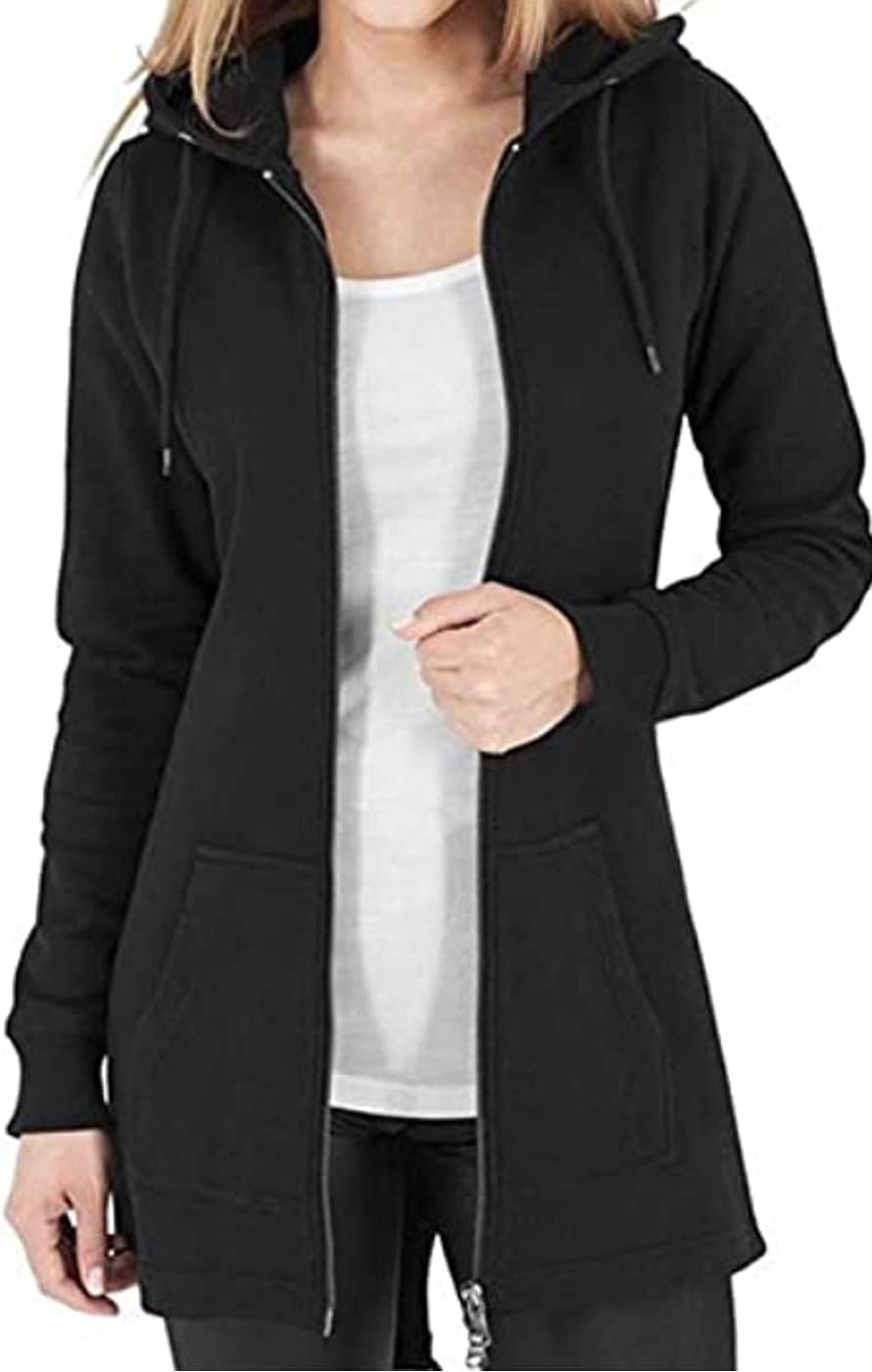 Tuopuda Womens Long Hoodies, Special Zip Up Plain Hoodie, High-Quality Long Slee...