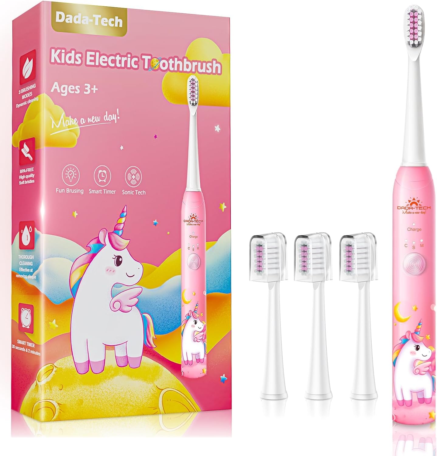 Kids Electric Toothbrush 3-5-6-12 Rechargeable Girls Electric Toothbrush with Ti...