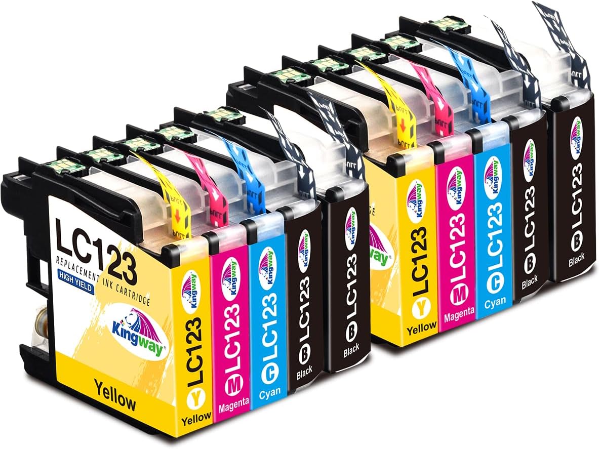 KINGWAY Replacement for Brother LC123 Ink Cartridges Compatible with Brother MFC...