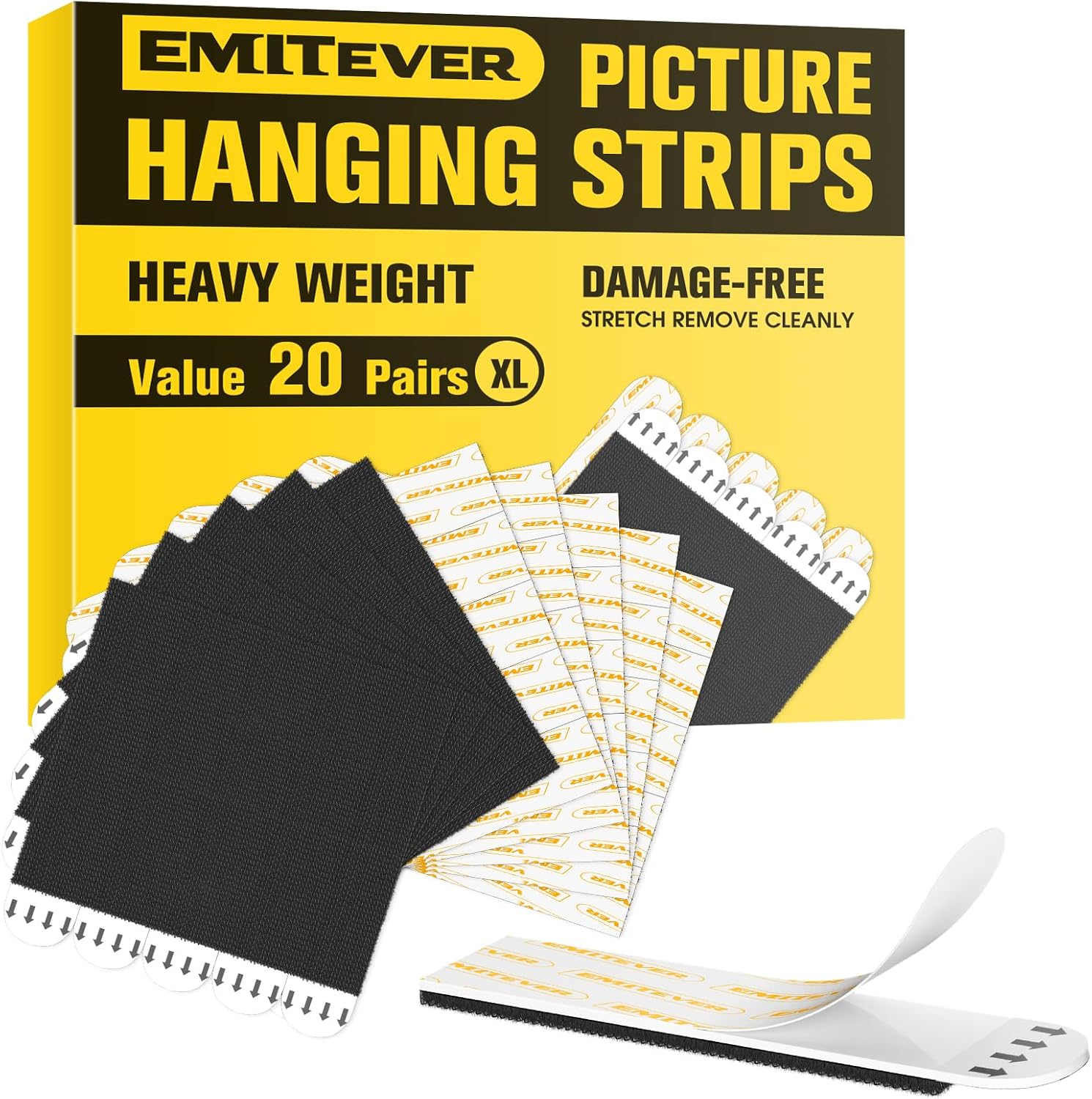 Emitever Picture Hanging Strips Heavy Duty, Large 20 Pairs, No Damage Picture Ad...