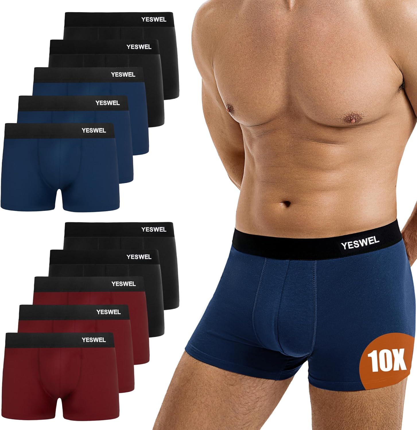 YESWEL Mens Boxers, High-Quality Cotton Retro Boxer Shorts, Breathable Underwear...