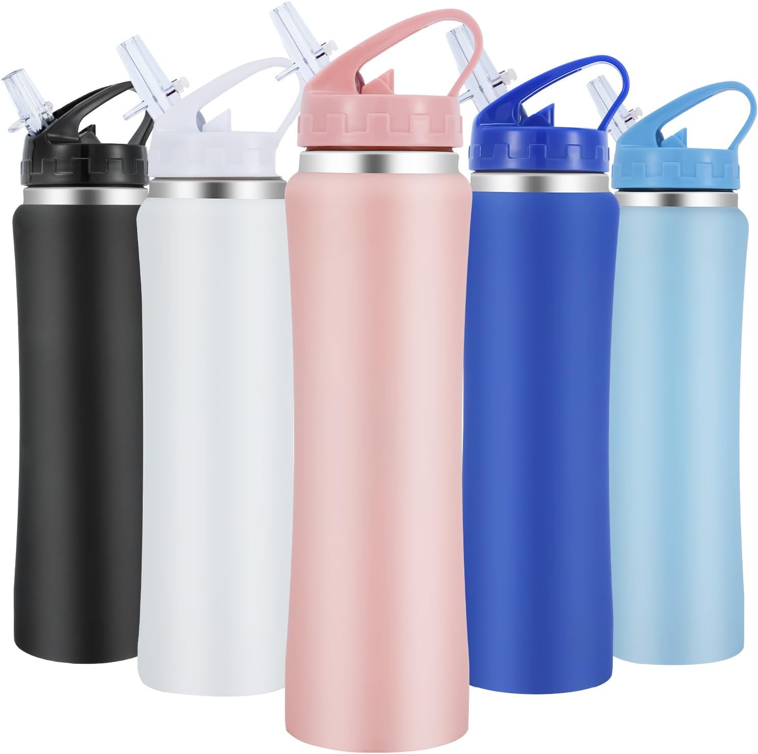 SUPPRUI Insulated Water Bottles,600ml Stainless Steel Water Bottle with Straw,Me...
