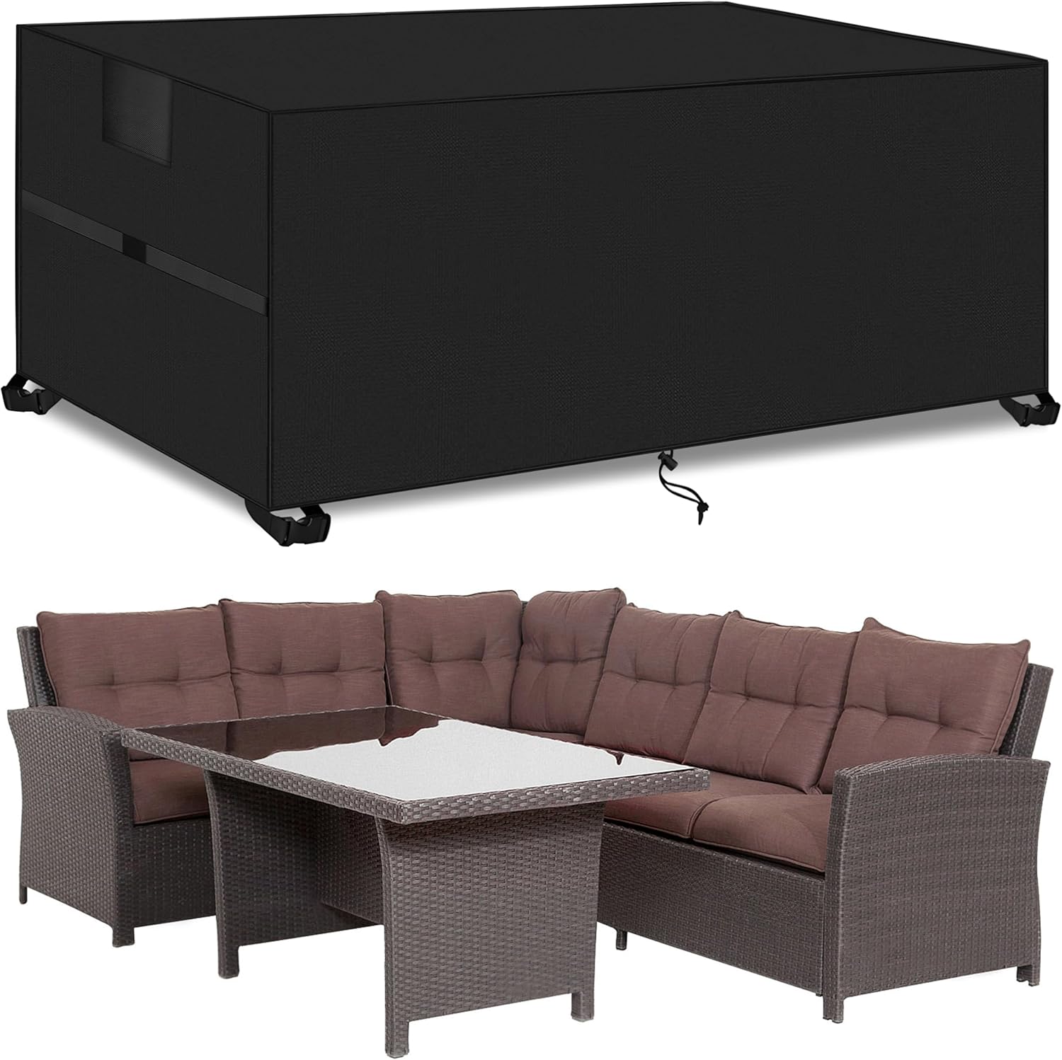 Outdoor Garden Furniture Covers,242*182*100cm,Waterproof with Air Vent, 420D Hea...