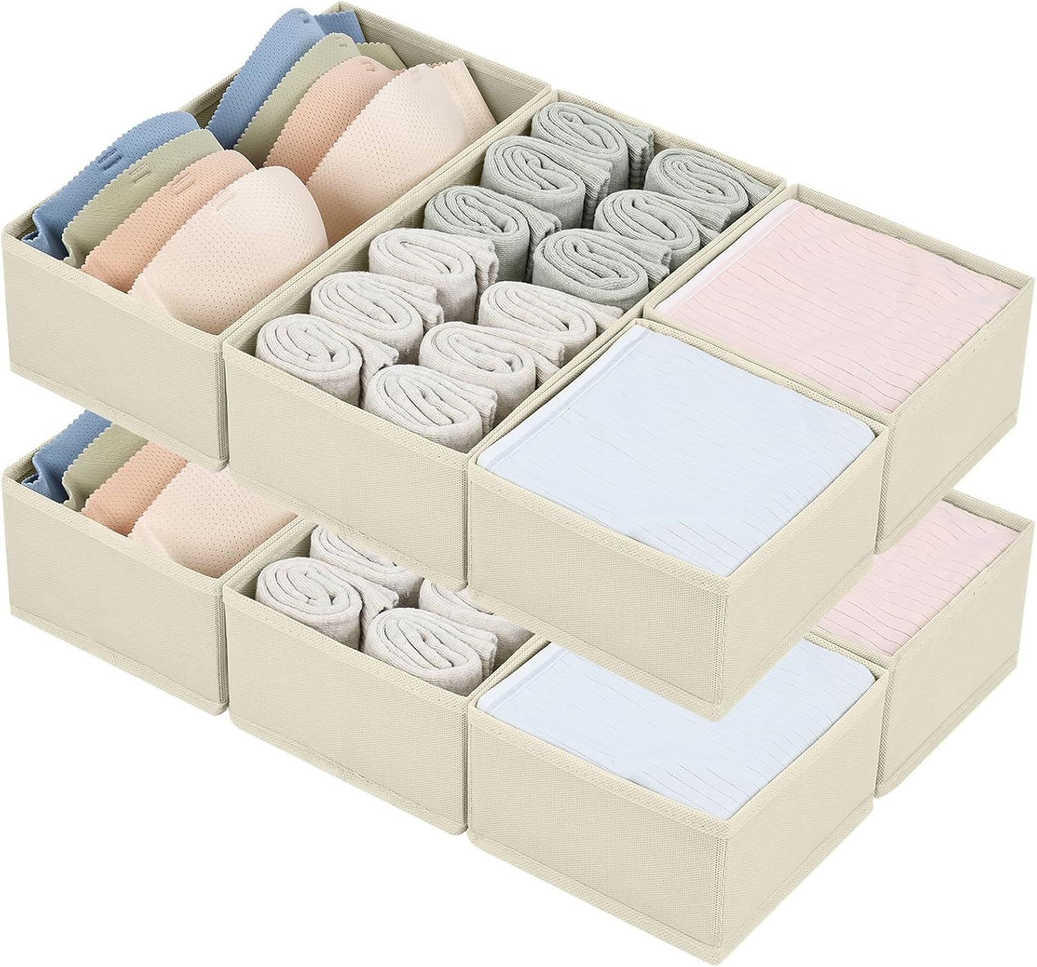 DIMJ Drawer Organisers, Special 8 Pack Underwear Drawer Dividers, Innovative Fab...