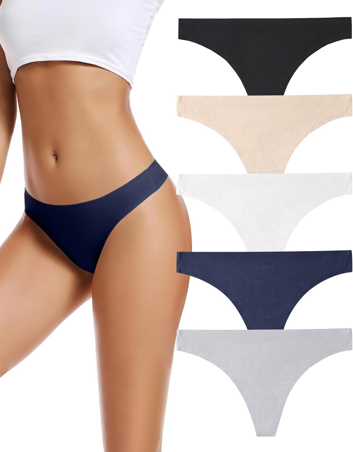 VOENXE Seamless Women Underwear, Special Thongs, Innovative No Show Ladies Knick...