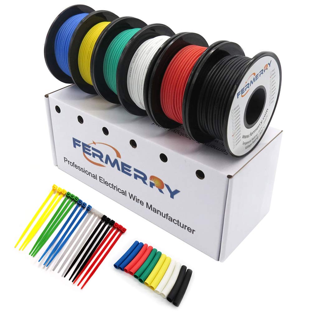 Fermerry 16 AWG Electrical Wire, Special Flexible Silicone Tinned Copper Wire, I...