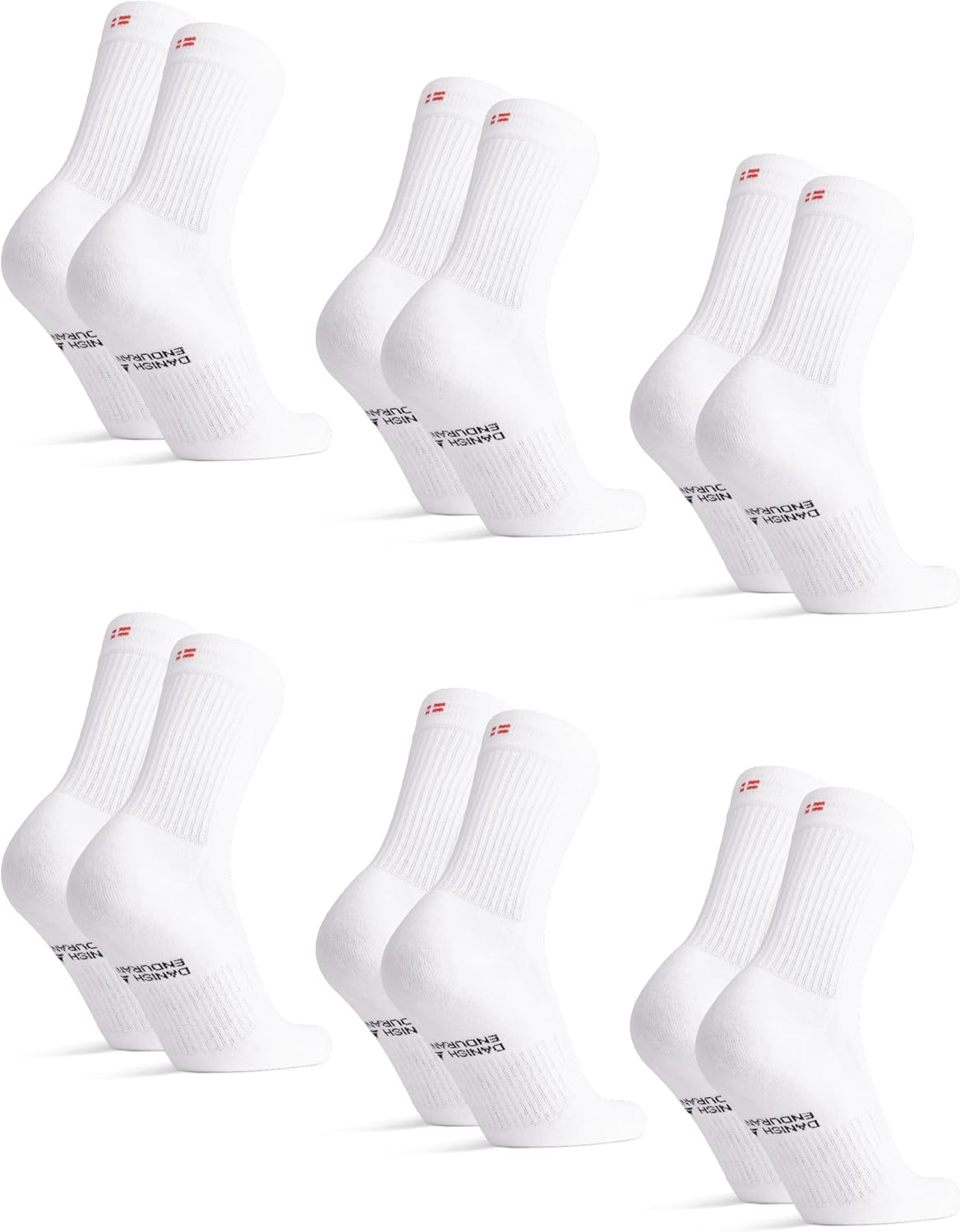 DANISH ENDURANCE Tennis Crew Socks, Special Cushioned Striped Sports Socks, High...