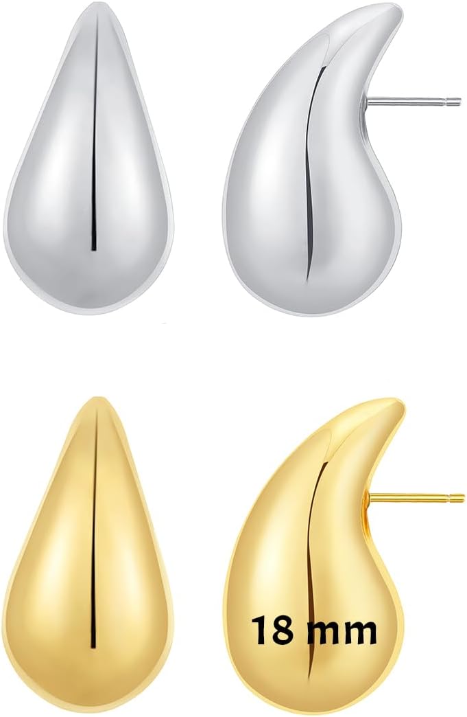 Rajputana Chunky Gold Hoop Earrings for Women, Lightweight Waterdrop Teardrop Ho...