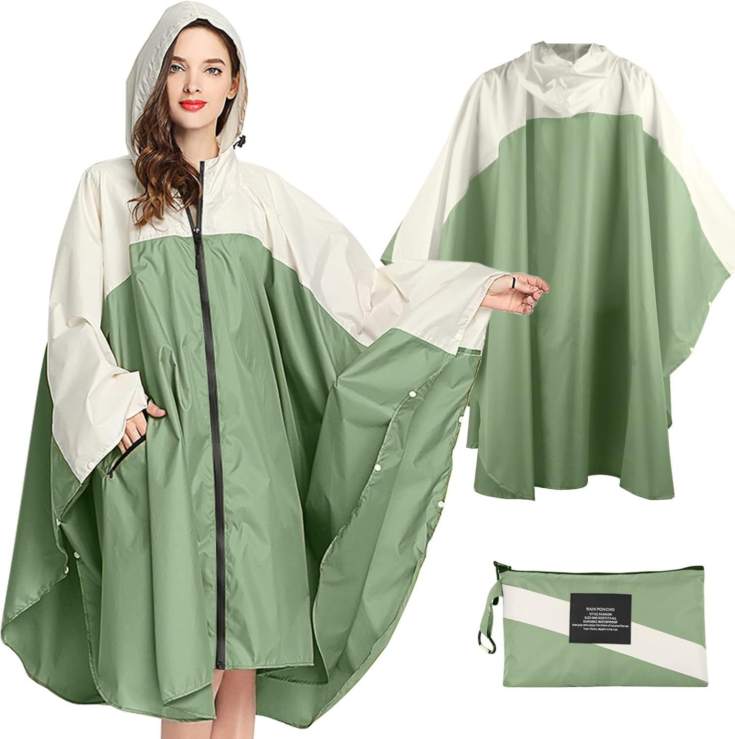 SOPPY Lightweight Waterproof Rain Poncho for Women Men, Windproof Reusable Ripst...