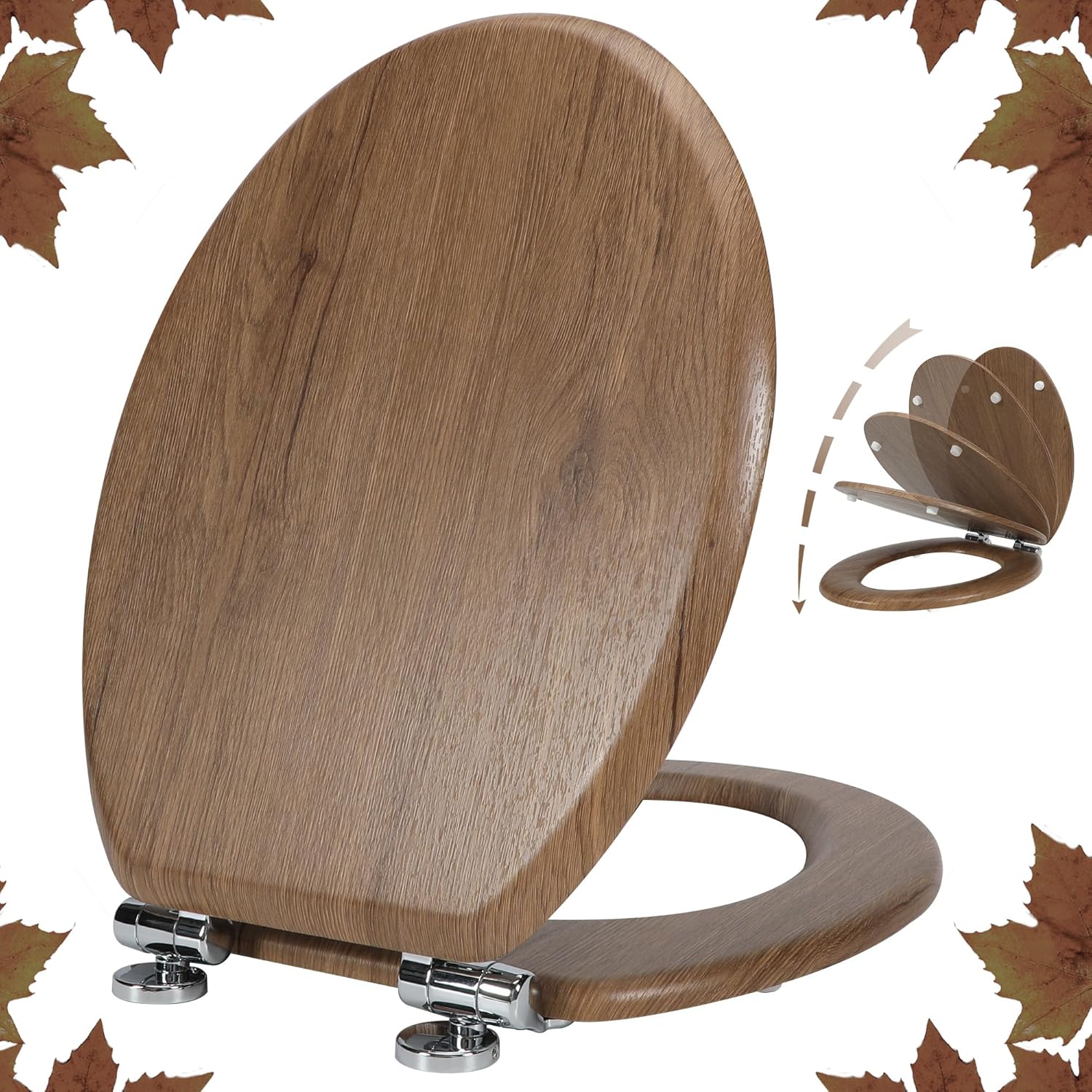 Angel Shield Wooden Soft Close Toilet Seat, Specia...