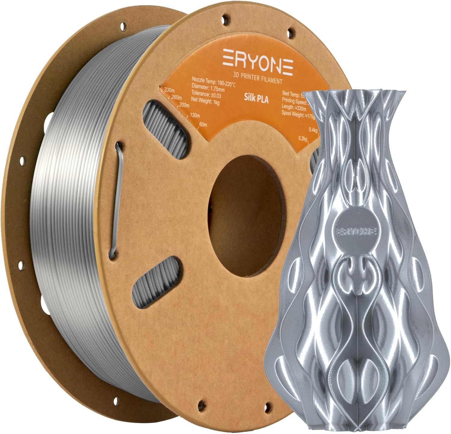 ERYONE Silk PLA Filament 1.75mm, 3D Printer Filament PLA, -0.03mm, 1kg(2.2lbs)/S...