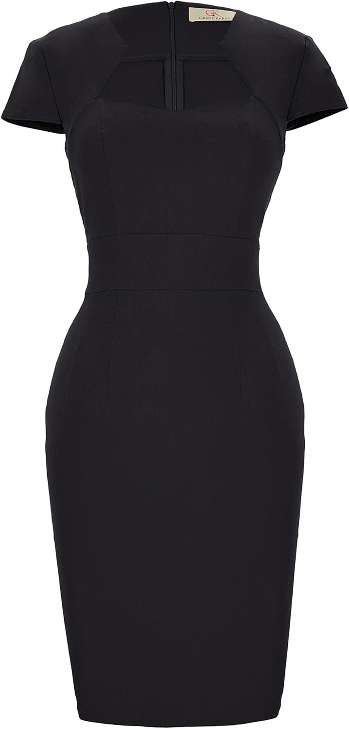 GRACE KARIN Womens Vintage Pencil Work Dress Short Cap Sleeve 1950s Bodycon Dres...