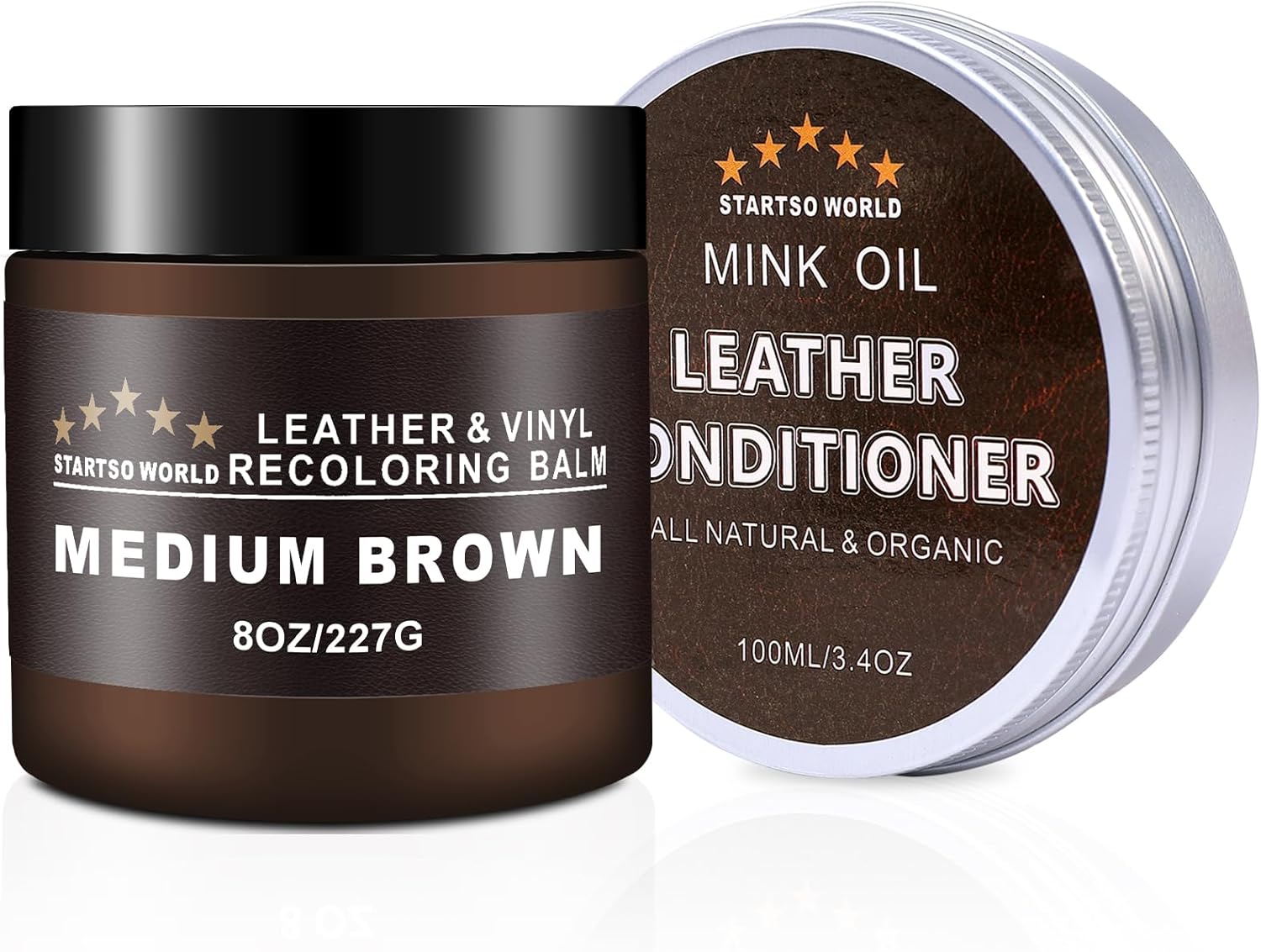 STARTSO WORLD Leather Recolouring Balm with Leather Condition, Medium Brown Leat...