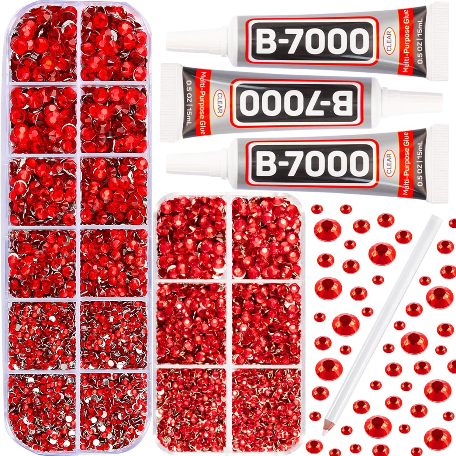b7000 Gem Glue with 7500Pcs Red Rhinestones for Crafts Clothes Clothing Fabric,...