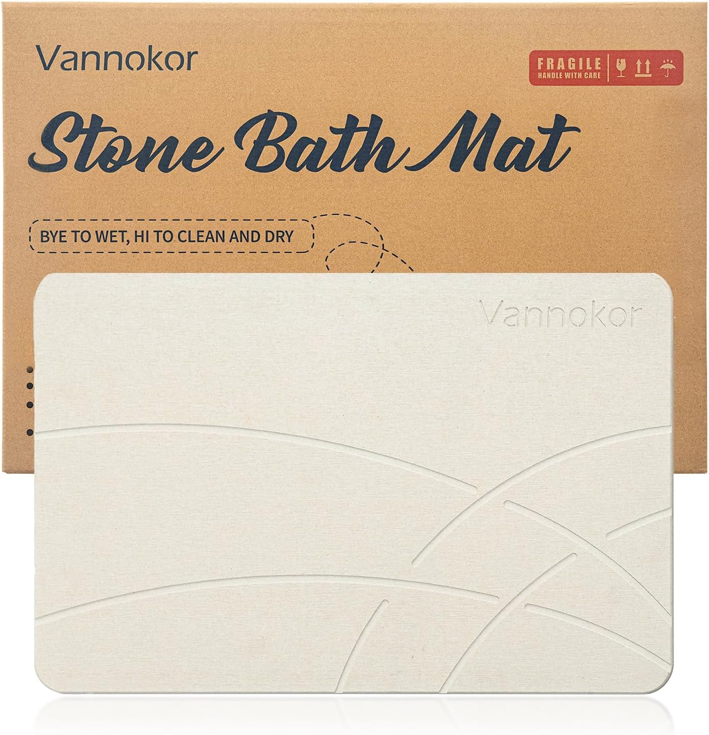 Vannokor Stone Bath Mat,Diatomaceous Earth Shower mat Non Slip,Stone Bath Mats f...
