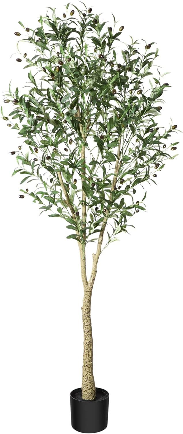 CROSOFMI Artificial Olive Tree 180cm Big tall Fake Plants, Artificial Olive Silk...