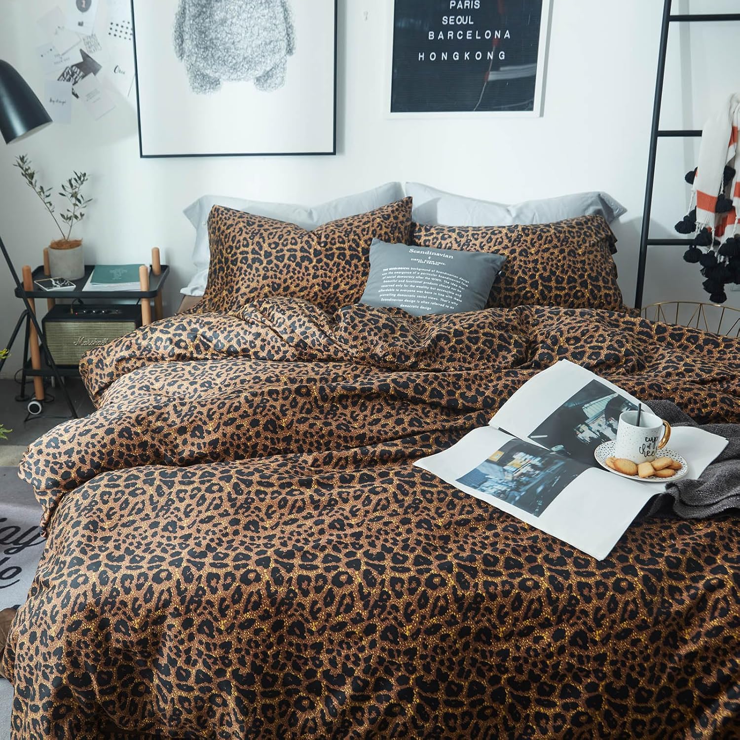 mixinni Leopard Print Comforter Set Full-3 Pieces Animal Cheetah Printed Comfort...