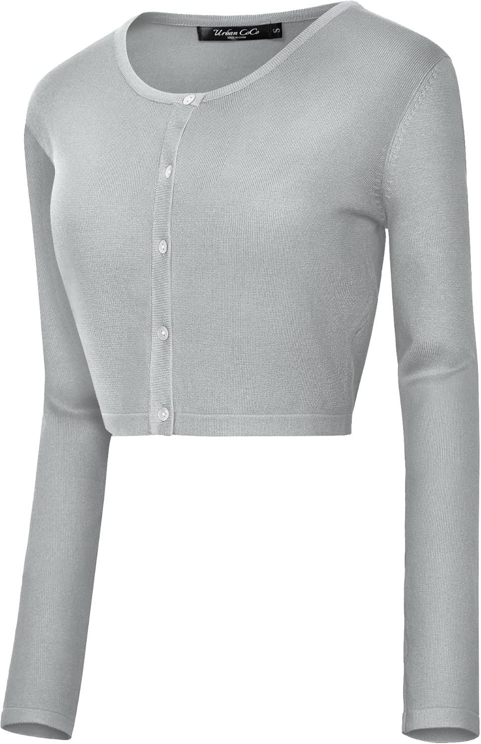 Urban CoCo Women's Sweater, Special Button Down Crew Neck Cropped Cardigan, Inno...