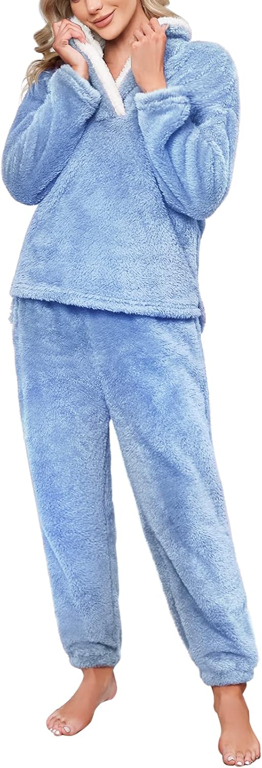 TOMEEK Womens Pyjamas Set Warm Fleece Fluffy Pyjamas for Women Cosy Soft 2 Piece...