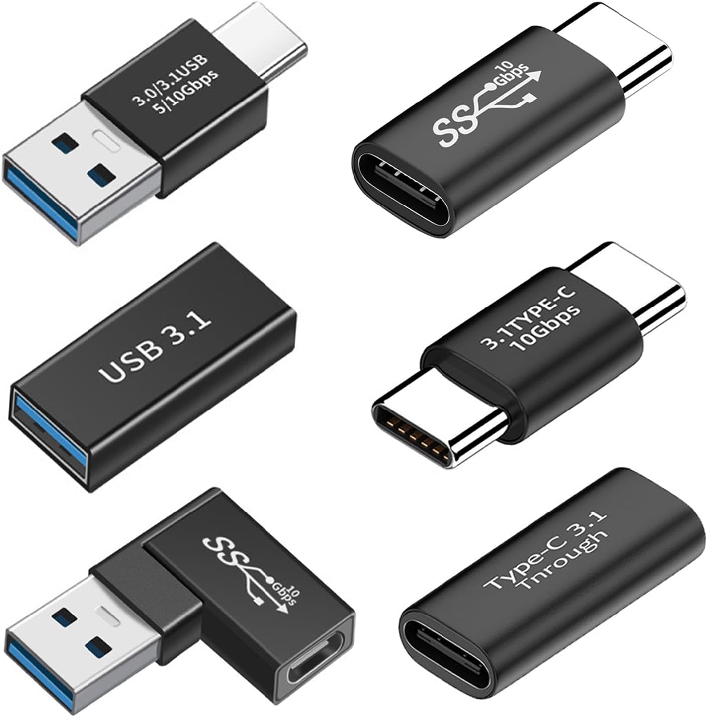 Herfair USB C to USB Adaptor 6 Pack,USB to USB C Adapter,Type C Male to USB A Fe...