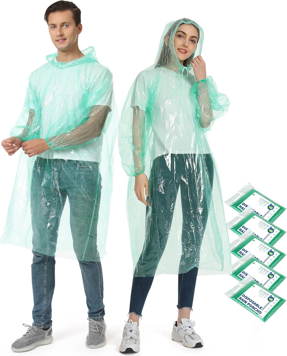 Opret Disposable Rain Ponchos, 5/10 pcs Emergency Raincoats Waterproof Ponchos L...