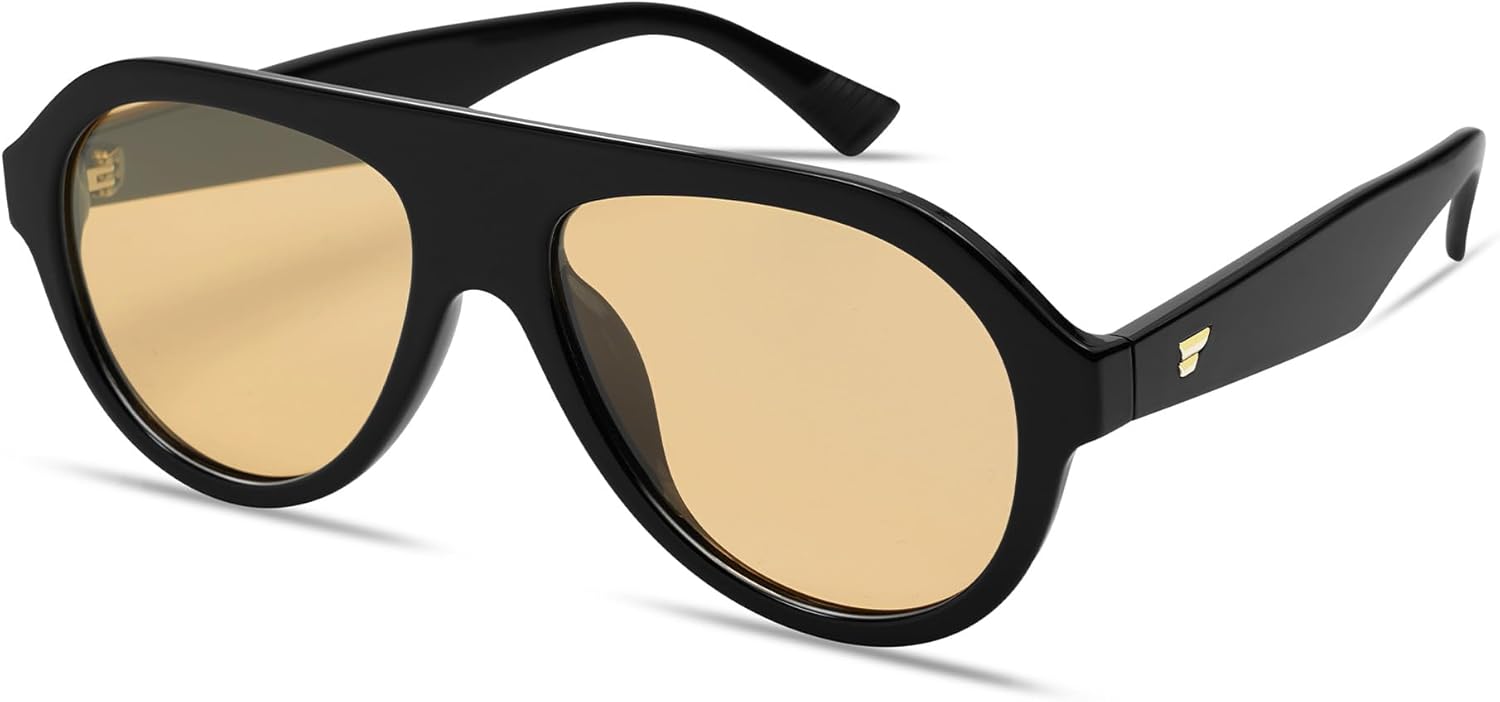 VANLINKER Retro Aviator Polarized Sunglasses for Men Women Trendy 70s Vintage Pl...