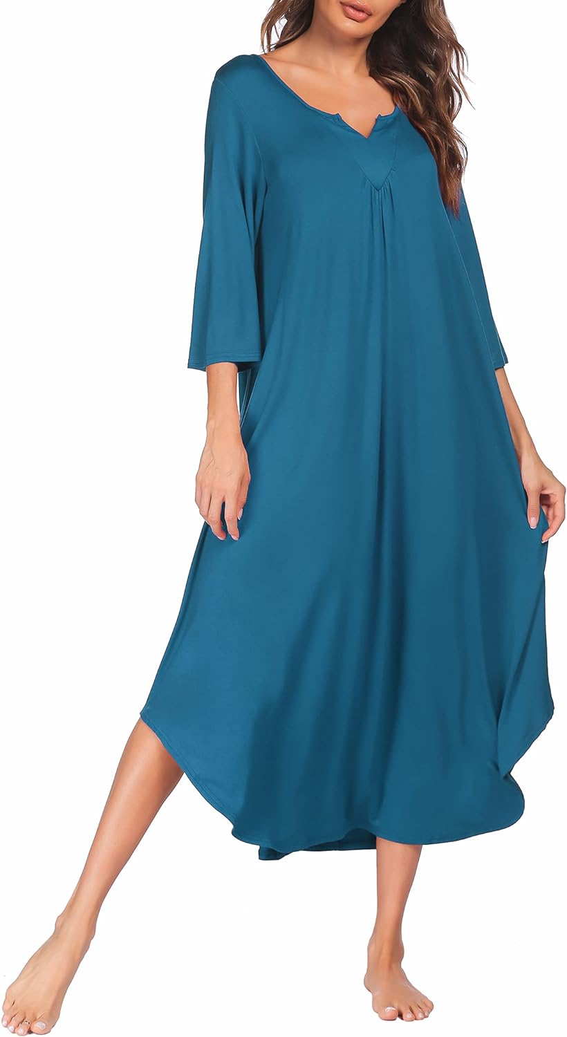 Ekouaer Long Nightgown, Special Nightshirt for Women with 3/4 Sleeves, Elegant M...