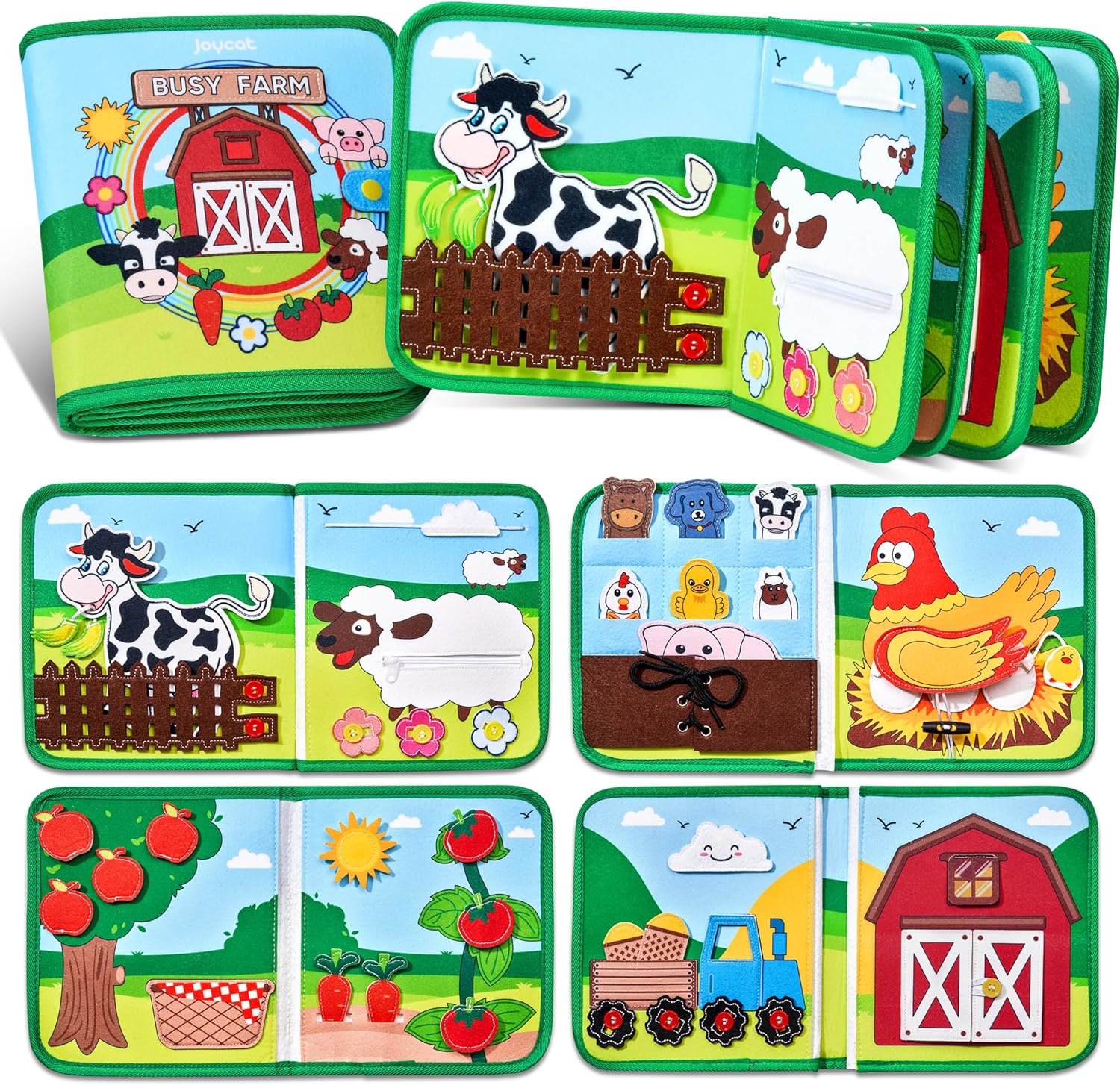 Farm Animal Busy Book for Toddlers Busy Board for 1 2 3 4 Year Old Boy Girl Birt...