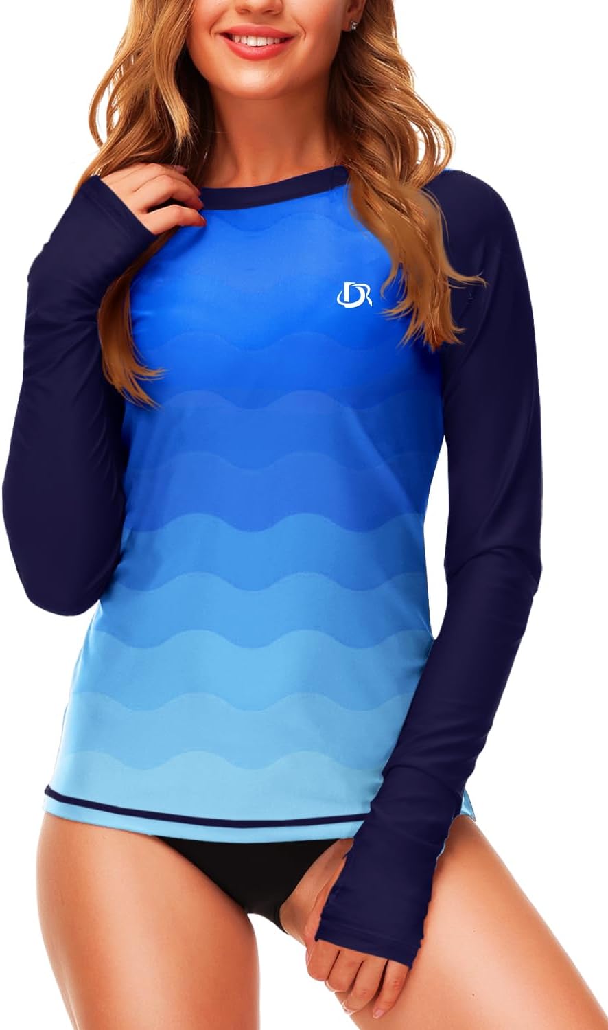 Deerose Women's Rash Guard, Special Gradient Rash Guard UPF 50, Innovative Sun P...