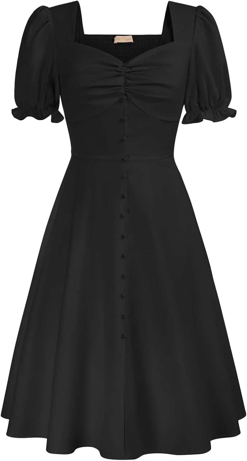 Belle Poque Women's Dress, Special Summer Puff Short Sleeve Cottagecore Dress, I...