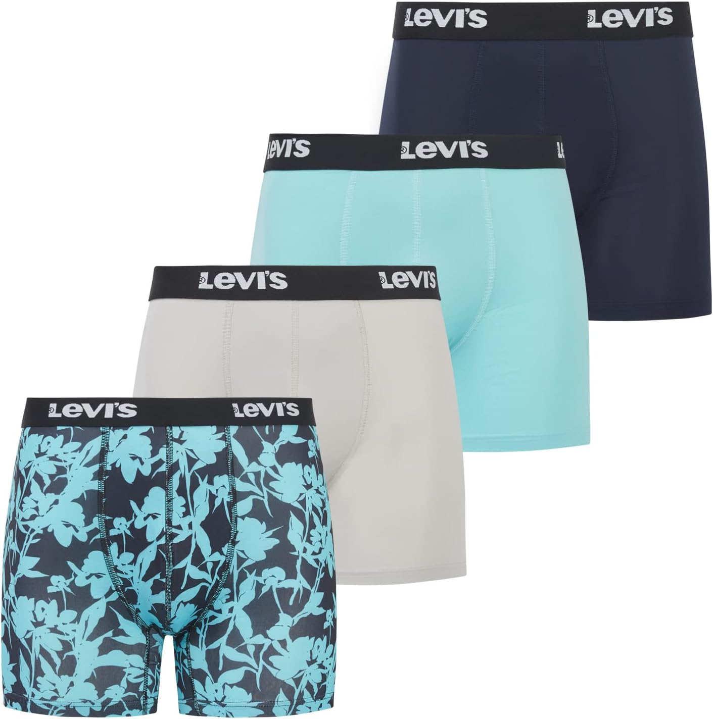 Levi's Mens Underwear Microfiber Boxer Brief for Men Ultra Soft 4 Pack Large Flo...