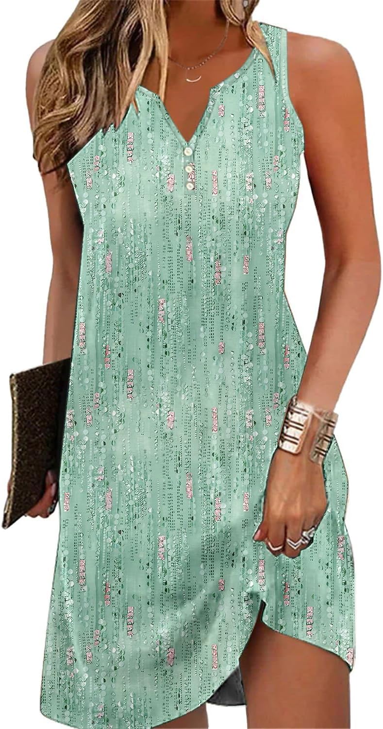 Ladlop Summer Dresses for Women 2024 Beach Loose Casual A Line Dress Sleeveless...