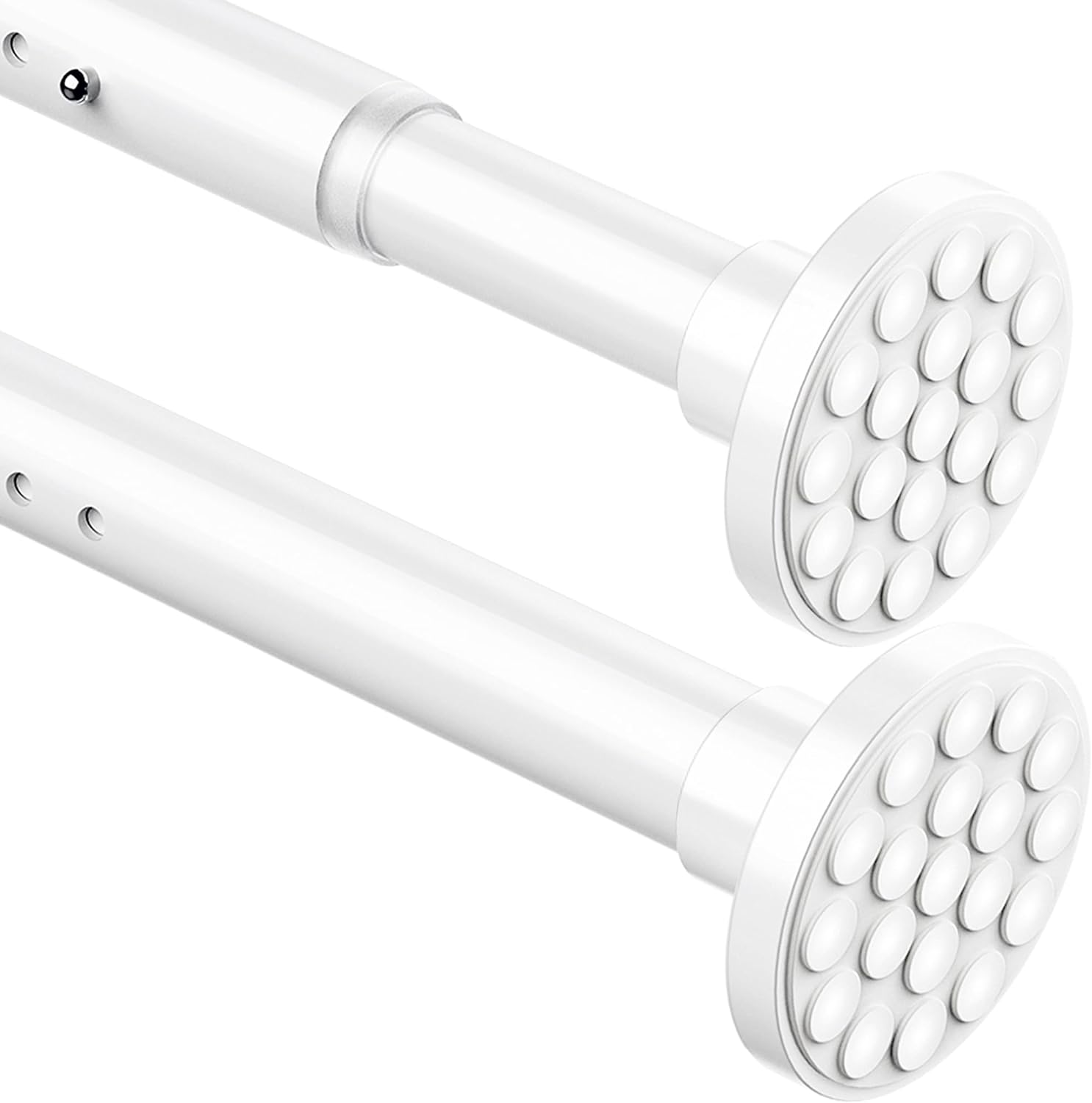 White Curtain Pole Extendable Shower Rail No Drill Tension Rod Extra Long Telesc...