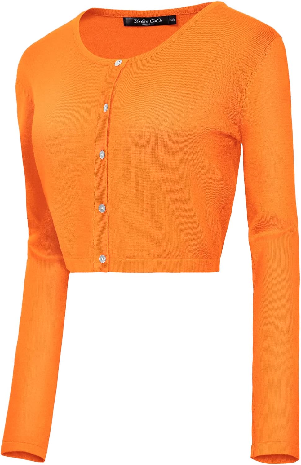 Urban CoCo Women's Button Down Crew Neck Cropped C...