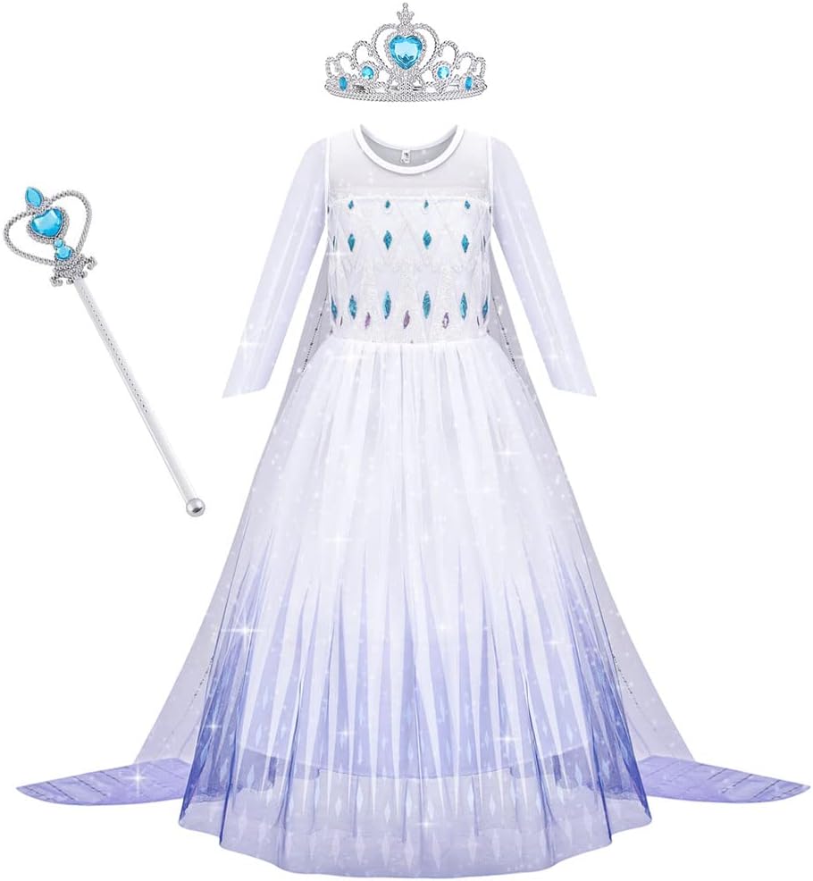 AOOWU Princess Dress Costume, Luxury Princess Dress with Shining Long Cape, Snow...