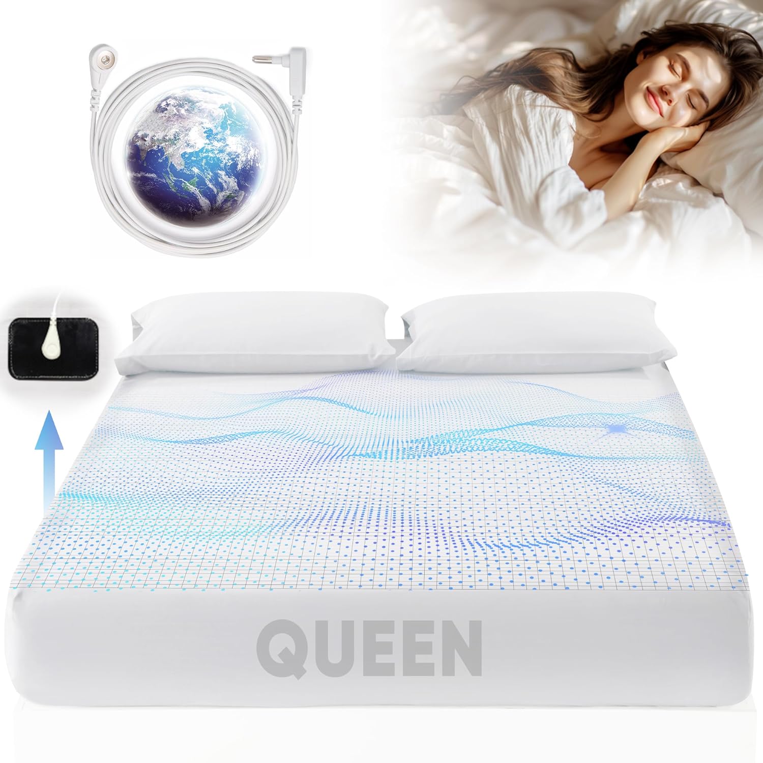 Grounding Sheets, Queen Size Organic Bedding with 95% Organic Cotton and 5% Pure...